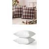 MIULEE Christmas Set of 2 Scottish Tartan Plaid Throw Pillow Covers Farmhouse Classic 18×18 Inch Red and White, 18×18 Pillow Inserts Pack of 2 Down Alternative Decorative Feather Throw Pillow Inserts