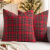 MIULEE Christmas Set of 2 Scottish Tartan Plaid Throw Pillow Covers Farmhouse Classic Decorative Outdoor Square Cushion Cases for Decor Sofa Couch 18×18 Inch, Green(Red)