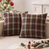 MIULEE Christmas Set of 2 Scottish Tartan Plaid Throw Pillow Covers Farmhouse Classic Decorative Outdoor Square Cushion Cases for Decor Sofa Couch 18×18 Inch, Green(Khaki)