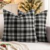 MIULEE Christmas Set of 2 Scottish Tartan Plaid Throw Pillow Covers Farmhouse Classic Decorative Outdoor Square Cushion Cases for Decor Sofa Couch 18×18 Inch, Green(Black and White)