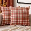 MIULEE Christmas Set of 2 Scottish Tartan Plaid Throw Pillow Covers Farmhouse Classic Decorative Outdoor Square Cushion Cases for Decor Sofa Couch 18×18 Inch, Green(Orange and White)