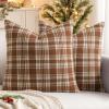MIULEE Christmas Set of 2 Scottish Tartan Plaid Throw Pillow Covers Farmhouse Classic Decorative Outdoor Square Cushion Cases for Decor Sofa Couch 18×18 Inch, Green(Brown and White)