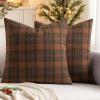 MIULEE Christmas Set of 2 Scottish Tartan Plaid Throw Pillow Covers Farmhouse Classic Decorative Outdoor Square Cushion Cases for Decor Sofa Couch 18×18 Inch, Green(Orange and Green)