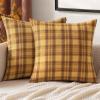 MIULEE Christmas Set of 2 Scottish Tartan Plaid Throw Pillow Covers Farmhouse Classic Decorative Outdoor Square Cushion Cases for Decor Sofa Couch 18×18 Inch, Green(Orange)