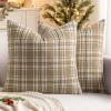 MIULEE Christmas Set of 2 Scottish Tartan Plaid Throw Pillow Covers Farmhouse Classic Decorative Outdoor Square Cushion Cases for Decor Sofa Couch 18×18 Inch, Green(Khaki and White)