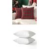 MIULEE Christmas Set of 2 Scottish Tartan Plaid Throw Pillow Covers Farmhouse Classic Decorative and 18×18 Pillow Inserts, Pack of 2 Down Alternative Decorative Feather Throw Pillow Inserts for Living