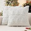MIULEE Christmas Throw Pillow Covers 18×18 Set of 2 Christmas Decorations Beige Soft Plush Faux Fur Wool Xmas Tree Snowflakes Pillowcases Holiday Festivals Winter Home Decor Sofa Couch Bed Porch(Pure White)