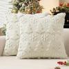 MIULEE Christmas Throw Pillow Covers 18×18 Set of 2 Christmas Decorations Beige Soft Plush Faux Fur Wool Xmas Tree Snowflakes Pillowcases Holiday Festivals Winter Home Decor Sofa Couch Bed Porch(Cream White)