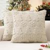 MIULEE Christmas Throw Pillow Covers 18×18 Set of 2 Christmas Decorations Beige Soft Plush Faux Fur Wool Xmas Tree Snowflakes Pillowcases Holiday Festivals Winter Home Decor Sofa Couch Bed Porch(Beige)