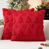 MIULEE Christmas Throw Pillow Covers 18×18 Set of 2 Christmas Decorations Beige Soft Plush Faux Fur Wool Xmas Tree Snowflakes Pillowcases Holiday Festivals Winter Home Decor Sofa Couch Bed Porch(Red)