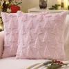MIULEE Christmas Throw Pillow Covers Dark Green Christmas Decorations Set of 2 Xmas Tree 18×18 Pillow Covers Soft Plush Faux Wool Pillowcases Holiday Festivals Winter Home Decor Sofa Couch Bed Porch(Pink)