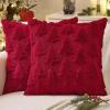 MIULEE Christmas Throw Pillow Covers Dark Green Christmas Decorations Set of 2 Xmas Tree 18×18 Pillow Covers Soft Plush Faux Wool Pillowcases Holiday Festivals Winter Home Decor Sofa Couch Bed Porch(Burgundy Red)