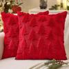 MIULEE Christmas Throw Pillow Covers Dark Green Christmas Decorations Set of 2 Xmas Tree 18×18 Pillow Covers Soft Plush Faux Wool Pillowcases Holiday Festivals Winter Home Decor Sofa Couch Bed Porch(Red)