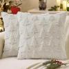 MIULEE Christmas Throw Pillow Covers Dark Green Christmas Decorations Set of 2 Xmas Tree 18×18 Pillow Covers Soft Plush Faux Wool Pillowcases Holiday Festivals Winter Home Decor Sofa Couch Bed Porch(Cream White)