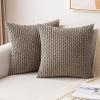 MIULEE Christmas Throw Pillow Covers Soft Corduroy Decorative Set of 2 Boho Striped Pillow Covers Pillowcases Farmhouse Home Decor for Couch Bed Sofa Living Room 18×18 Inch Pure White(Brown)