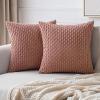 MIULEE Christmas Throw Pillow Covers Soft Corduroy Decorative Set of 2 Boho Striped Pillow Covers Pillowcases Farmhouse Home Decor for Couch Bed Sofa Living Room 18×18 Inch Pure White(Blush Pink)
