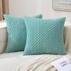 MIULEE Christmas Throw Pillow Covers Soft Corduroy Decorative Set of 2 Boho Striped Pillow Covers Pillowcases Farmhouse Home Decor for Couch Bed Sofa Living Room 18×18 Inch Pure White(Aqua Green)
