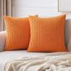 MIULEE Christmas Throw Pillow Covers Soft Corduroy Decorative Set of 2 Boho Striped Pillow Covers Pillowcases Farmhouse Home Decor for Couch Bed Sofa Living Room 18×18 Inch Pure White(Orange)
