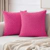 MIULEE Christmas Throw Pillow Covers Soft Corduroy Decorative Set of 2 Boho Striped Pillow Covers Pillowcases Farmhouse Home Decor for Couch Bed Sofa Living Room 18×18 Inch Pure White(Hot Pink)