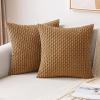 MIULEE Christmas Throw Pillow Covers Soft Corduroy Decorative Set of 2 Boho Striped Pillow Covers Pillowcases Farmhouse Home Decor for Couch Bed Sofa Living Room 18×18 Inch Pure White(Light Coffee)