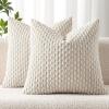 MIULEE Christmas Throw Pillow Covers Soft Corduroy Decorative Set of 2 Boho Striped Pillow Covers Pillowcases Farmhouse Home Decor for Couch Bed Sofa Living Room 18×18 Inch Pure White(Cream White)