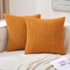 MIULEE Christmas Throw Pillow Covers Soft Corduroy Decorative Set of 2 Boho Striped Pillow Covers Pillowcases Farmhouse Home Decor for Couch Bed Sofa Living Room 18×18 Inch Pure White(Burnt Orange)