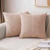 MIULEE Christmas Throw Pillow Covers Soft Corduroy Decorative Set of 2 Boho Striped Pillow Covers Pillowcases Farmhouse Home Decor for Couch Bed Sofa Living Room 18×18 Inch Pure White(Pink)