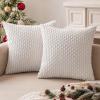 MIULEE Christmas Throw Pillow Covers Soft Corduroy Decorative Set of 2 Boho Striped Pillow Covers Pillowcases Farmhouse Home Decor for Couch Bed Sofa Living Room 18×18 Inch Pure White(Pure White)