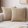 MIULEE Christmas Throw Pillow Covers Soft Corduroy Decorative Set of 2 Boho Striped Pillow Covers Pillowcases Farmhouse Home Decor for Couch Bed Sofa Living Room 18×18 Inch Pure White(Tan)