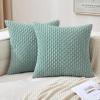 MIULEE Christmas Throw Pillow Covers Soft Corduroy Decorative Set of 2 Boho Striped Pillow Covers Pillowcases Farmhouse Home Decor for Couch Bed Sofa Living Room 18×18 Inch Pure White(Turquoise)