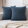 MIULEE Christmas Throw Pillow Covers Soft Corduroy Decorative Set of 2 Boho Striped Pillow Covers Pillowcases Farmhouse Home Decor for Couch Bed Sofa Living Room 18×18 Inch Pure White(Blue)