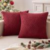 MIULEE Christmas Throw Pillow Covers Soft Corduroy Decorative Set of 2 Boho Striped Pillow Covers Pillowcases Farmhouse Home Decor for Couch Bed Sofa Living Room 18×18 Inch Pure White(Wine Red)