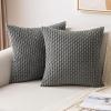 MIULEE Christmas Throw Pillow Covers Soft Corduroy Decorative Set of 2 Boho Striped Pillow Covers Pillowcases Farmhouse Home Decor for Couch Bed Sofa Living Room 18×18 Inch Pure White(Dark Grey)
