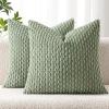 MIULEE Christmas Throw Pillow Covers Soft Corduroy Decorative Set of 2 Boho Striped Pillow Covers Pillowcases Farmhouse Home Decor for Couch Bed Sofa Living Room 18×18 Inch Pure White(Sage Green)