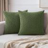 MIULEE Christmas Throw Pillow Covers Soft Corduroy Decorative Set of 2 Boho Striped Pillow Covers Pillowcases Farmhouse Home Decor for Couch Bed Sofa Living Room 18×18 Inch Pure White(Moss Green)