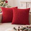 MIULEE Christmas Throw Pillow Covers Soft Corduroy Decorative Set of 2 Boho Striped Pillow Covers Pillowcases Farmhouse Home Decor for Couch Bed Sofa Living Room 18×18 Inch Pure White(Red)