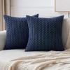 MIULEE Christmas Throw Pillow Covers Soft Corduroy Decorative Set of 2 Boho Striped Pillow Covers Pillowcases Farmhouse Home Decor for Couch Bed Sofa Living Room 18×18 Inch Pure White(Navy Blue)