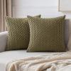 MIULEE Christmas Throw Pillow Covers Soft Corduroy Decorative Set of 2 Boho Striped Pillow Covers Pillowcases Farmhouse Home Decor for Couch Bed Sofa Living Room 18×18 Inch Pure White(Olive Green)
