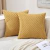 MIULEE Christmas Throw Pillow Covers Soft Corduroy Decorative Set of 2 Boho Striped Pillow Covers Pillowcases Farmhouse Home Decor for Couch Bed Sofa Living Room 18×18 Inch Pure White(Gold)