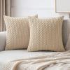 MIULEE Christmas Throw Pillow Covers Soft Corduroy Decorative Set of 2 Boho Striped Pillow Covers Pillowcases Farmhouse Home Decor for Couch Bed Sofa Living Room 18×18 Inch Pure White(Beige)