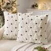 MIULEE Christmas Tree Decorative Pillow Covers Faux Fur Wool Throw Pillows Soft Plush Cushion Covers Set of 2 Xmas Home Decor Winter Holiday for Sofa Couch Livingroom Bed 18×18 Inch Cream(Cream)