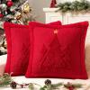 MIULEE Christmas Trees Pillow Covers Set of 2 Decorative Soft Throw Pillows Plush Faux Fur Wool Embroidered Couch Cushion for Holiday Winter Home Decor Chair Sofa Bedroom Living Room,Green 18x18inch(White)