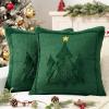 MIULEE Christmas Trees Pillow Covers Set of 2 Decorative Soft Throw Pillows Plush Faux Fur Wool Embroidered Couch Cushion for Holiday Winter Home Decor Chair Sofa Bedroom Living Room,Green 18x18inch(Green)