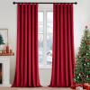 MIULEE Christmas Velvet Curtains 96 Inches Long 2 Panels Set for Bedroom, Pinch Pleat Back Tab Thermal Insulated Living Room Darkening Drapes Pleated Blackout Floor to Ceiling Curtain with Hooks, Red(Red)