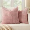MIULEE Christmas White Corduroy Pillow Covers Pack of 2 Boho Decorative Spliced Throw Pillow Covers Soft Couch Pillowcases Cross Patchwork Textured Cushion Covers for Living Room Bed Sofa 18×18 inch(Pink)