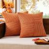 MIULEE Christmas White Corduroy Pillow Covers Pack of 2 Boho Decorative Spliced Throw Pillow Covers Soft Couch Pillowcases Cross Patchwork Textured Cushion Covers for Living Room Bed Sofa 18×18 inch(Orange)