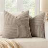 MIULEE Christmas White Corduroy Pillow Covers Pack of 2 Boho Decorative Spliced Throw Pillow Covers Soft Couch Pillowcases Cross Patchwork Textured Cushion Covers for Living Room Bed Sofa 18×18 inch(Light Brown)