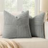 MIULEE Christmas White Corduroy Pillow Covers Pack of 2 Boho Decorative Spliced Throw Pillow Covers Soft Couch Pillowcases Cross Patchwork Textured Cushion Covers for Living Room Bed Sofa 18×18 inch(Silver Grey)