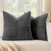 MIULEE Christmas White Corduroy Pillow Covers Pack of 2 Boho Decorative Spliced Throw Pillow Covers Soft Couch Pillowcases Cross Patchwork Textured Cushion Covers for Living Room Bed Sofa 18×18 inch(Grey)