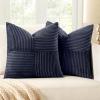 MIULEE Christmas White Corduroy Pillow Covers Pack of 2 Boho Decorative Spliced Throw Pillow Covers Soft Couch Pillowcases Cross Patchwork Textured Cushion Covers for Living Room Bed Sofa 18×18 inch(Navy Blue)